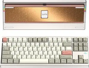 KEEBMONKEY WOBKEY Crush 80 Reboot CNC Aluminum 5-Second Quick-Release Triple-Mode Connectivity Mechanical Keyboard with Superior Acoustics (Pro Champagne Gold)