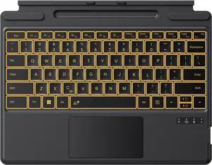 TECURS Bluetooth Keyboard for Microsoft Surface Pro 11/10/9/8/X (13") - 7-Color Backlit Ultra-Slim Wireless Type Cover with Multi-Touch Touchpad, Pencil Slot & Type-C Charging