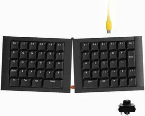 07Israfel 50% Ergo-Split Low-Profile Mechanical Keyboard, 56-Key Ortho, Lego-Compatible Case, Wired, Linear Switch, Gasket Mount, Hot-Swappable, RGB, QMK, Vial, Full Kit, (Black)