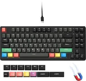 OHY 75 Percent Rapid Trigger Gaming Keyboard, XVX G75 Wired Mechanical Keyboard 85 Keys with Hyper-Fast Actuation, Dedicated Magnetic Switch, Actuation Point Adjustable,8K Hz Polling Rate-Black