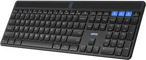 Arteck Solar Bluetooth Keyboard, Universal Multi-Device Full Size Wireless Keyboard for Windows iOS Android Computer Desktop PC Laptop Surface Tablet Smartphone Rechargeable Battery
