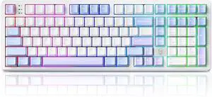 HI98 Mechanical Keyboard, Wired Creamy Gaming Keyboard with Ergonomic Gasket Structure, Hot-Swap Custom RGB Keyboards for Win/Mac/Android/Gamer - Purple, Star Vector Switch