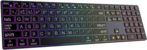 Large Print Backlit Bluetooth Keyboard, Quiet USB Wired Computer Keyboards, Full Size Keyboard with 6 Modes Backlit & 7-Color, Bluetooth 5.0 for iMac, MacBook Pro/Air, Mac mini