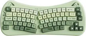 Bow Aesthetic Ergonomic Keyboard Cute Cat Alice Keyboard Tri-Mode Wireless 2.4G/Bluetooth 5.0/Wired USB-C Rechargeable Compact 68-Key for Multi-Device, Win/Mac/PC/Laptop, Matcha Green