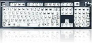 GMK104 Mechanical Keyboard Barebones,VIA Programmable Wireless BT5.0/2.4G/Type-C Gasket Mounted HotSwap Custom Barebones Keyboard Kit Full Size RGB Gaming DIY Key Board with Screen&Knob (Black)