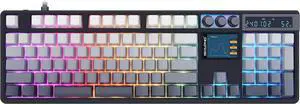 Glacier Skyloong GK104 Pro Full Size, Wireless/Wired Detachable USB-C Hot Swappable Mechanical Keyboard with Screen, Knobs, Calculator, Split Space Bar Compatible (Gradient Black, Standard Cable)