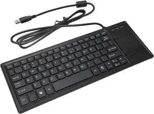 Ultra Slim Keyboard with Touchpad Wired Mini Compact Touch Keyboard with Extra HUB Port, USB Compact Portable Keyboard for Professional or Industrial Use for Computer Laptop