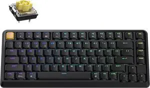 J1 Low-Profile Wireless Mechanical Keyboard - QMK/VIA RGB Backlit, Hot-Swappable Banana Switch, Wireless Triple Mode, Double-Shot PBT Keycaps, 75% Layout Mac/Win/Linux for Gaming - Black