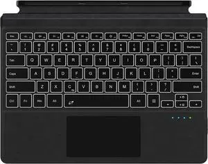 Surface Keyboard for Surface Pro 7+/7/6/5/4/3, Surface Pro Type Cover, Ultra-Slim Portable Bluetooth 5.2 Wireless Keyboard with 7 Colors Backlit, Touchpad, Rechargeable Battery