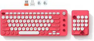 Portable Bluetooth Colorful Computer Keyboards, Wireless Spilt Ergonomic Keyboard with Separate Numeric Keypad, Mini Numeric Keypad for Accountants/Left-Handed User,Pink