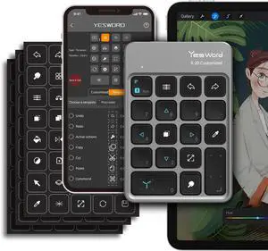 X-20, Wireless Customizable Keyboard for Digital Drawing, Graphic Design, Photo Editing, Gaming, Office Work. Compatible with iPad/iOS/Mac/Android/PC