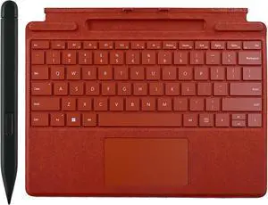 Pro 11 Signature Keyboard with Slim Pen 2 Compatible with Microsoft Surface Pro 11/10/9/8,Pro 10 Magnetic Signature Keyboard for Microsoft Surface Pro 11/10/9/8/X with Slim Pen 2(Poppy Red)