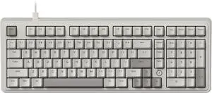 FIRSTBLOOD ONLY GAME. AK980 Retro Mechanical Keyboard - 101-Key Hot-Swappable Gasket Mount Wired Keyboard with Pre-Lubed Red Switches, Anti-Ghosting, for Office & Quiet Typing (Grey-White)