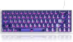 dagaladoo M68 HE V2 60% Wired Gaming Magnetic Keyboard with Adjustable Actuation,Hall Effect Gaming Keyboard Rapid Trigger,RGB HotSwap Custom Mechanical Keyboard,Purple Jelly keycaps trasparent