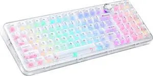 MY-K98 Frosted Triple-Mode Wireless Mechanical Keyboard, 98Key Hot-Swappable with Knob, Gaming Keyboard Layout Gasket Mount RGB Backlit for Windows/Mac Bluetooth/2.4G/USB-C(Crystal)