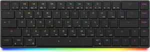 MiSTEL AIRONE BT Ultralight/Ultraslim Mechanical Keyboard, 65% Layout, Cherry MX ULP Switch, RGB Backlit, USB-C Cable, Windows/MacOS/iOS, Macro Support, Portabl, Black- Tactile