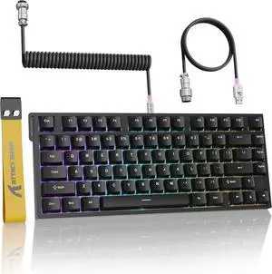 ATTACK SHARK R82HE 75% Rapid Trigger Mechanical Gaming Keyboard Wired,Hall Effect Magnetic Switch,Adjustable Actuation Esports,8KHz Polling Rate,0.08ms Latency with C01 Ultra Coiled Cable (Black)