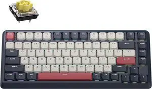 J1 Low-Profile Wireless Mechanical Keyboard - QMK/VIA RGB Backlit, Hot-Swappable Banana Switch, 2.4 GHz Bluetooth, PBT Keycaps, 75% Layout Mac/Win/Linux for Office/Gaming - Dark Blue