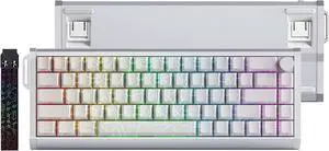 MOLGRIA x SKYLOONG 60% Aluminum Gaming Keyboard, GK68 HE USB Wired Magnetic-Switch RGB Backlit Mechanical Keyboards with South-Facing Print Contour Line Keycap and Knob Multi-Layer Gasket (White)