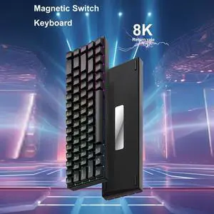 FKZ R68 Rapid Trigger Mechanical Gaming Keyboard,Hall Effect Hot Swap Magnetic Switch Adjustable Actuation 65% Compact Wired RGB Keyboard Aluminum Positioning Plate,Black Transparent Keycaps