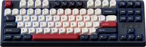 J4 Wireless Custom Mechanical Keyboard, 2.4 GHz Bluetooth QMK 80% Layout RGB, Hot-swappable Red Switch Compatible with Mac Windows Linux, PBT Durable Keycaps for Gaming - Dark Blue