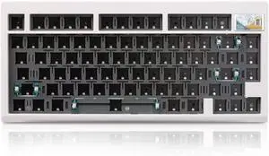 GMK81 Barebones Keyboard with Screen,75% VIA Programmable Hot Swappable PCB Gasket Mounted Wireless Mechanical Keyboard Kit Tri-Mode BT5.0/2.4G/USB-C Wired Custom RGB Gaming DIY Kit