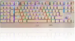 ZY-2216 Left Handed Gaming Keyboard, BT/2.4Ghz/USB-C Wired Mechanical Keyboard Red Switch for Business Accounting Compatible for Windows/Mac White