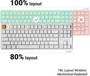 J4 Wireless Mechanical Keyboard - 80% Layout Super Banana Switch, QMK RGB Backlit, 2.4G/Bluetooth/USB-C, Cherry PBT Shine-Through Keycaps, 3750mAh Battery, Mac/Win/Linux Compatible - White