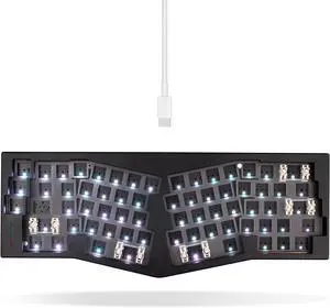 WEIKAV A67 Aluminum Mechanical Alice-Layout VIA-programmable Custom Hot Swappable Keyboard Kit, Gasket Structure, RGB Backlit Gaming Keyboard for PC/Tablet, Black