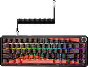 Attack Shark X65PRO HE Rapid Trigger Magnetic Mechanical Keyboard,60% Hot Swappable,Hall Effect Sensor,Adjustable Actuation,Tri-Mode RGB, 8KHz Polling Rate with Coiled Cable for MOBA/FPS/RTS-Red