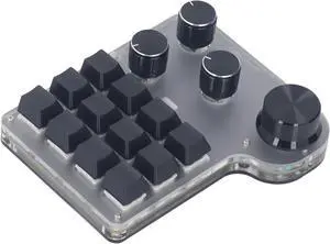 Customized Industrial Console Mechanical Keypad 12 Keys with 4 Mechanized Control Rotary Buttons Support Keyboard Programming Macros and Software Green Shaft with RGB Light
