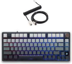 Glacier Skyloong HE75, Wired Detachable USB-C, Hot Swappable, Volume Knob, Side Print PBT Keycaps, Hall Effect Switches, Magnetic Keyboard (Gradient/Black with Aviator Cable)