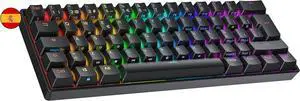 Ranked N60 Nova 60% | Hot Swappable Mechanical Gaming Keyboard | 62 Keys Multi Color RGB LED Backlit for PC/Mac Gamer | ISO ES Spanish Layout (Black, Gateron Brown)