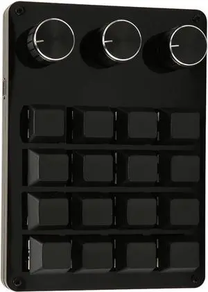 One Handed Macro Mechanical Keyboard Programmable Keypad 16 Keys 3 Knobs Blue Switch Mechanical Hot Swappable Mini Keypad for Gaming Office Media(Black) 3 Key Keyboard Elektronica One Handed Macro Mechanical Keyboard Programmable Keypad 16 Keys 3 Knobs Blue Switch Mechanical Hot Swappable Mini Keypad for Gaming Office Media(Black) 3 Key Keyboard Elektronica