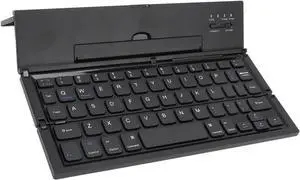 Zunate Portable Bluetooth Keyboard, Foldable Keyboard with Stand, Aluminum Alloy Shell, 185mAh Rechargeable Multi Device Keyboard for Tablets Laptops Smartphones