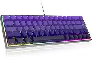 ZIPFORCE 68-Key Mechanical Keyboard, Blue Liner Switches, Type-C Wired Connection, Multi-Color Mixed Backlight, PBT Keycaps, 100 Million Keystroke Lifespan, Hot Swappable Compact Gaming Keyboard