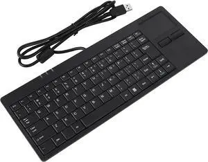 BAFOVY Wired Keyboard, USB Touchpad Keyboard Mini Design, 86 Key Portable Keyboard with Built in Touchpad and HUB Port, Anti Slip Mat, Stable and Easy