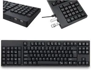 Ergonomic Left Handed Keyboard, 109 Keys Ergonomic USB Keyboard, Left Numpad Keyboard with 2 HUB Expansion Interfaces for PC Desktop Laptop