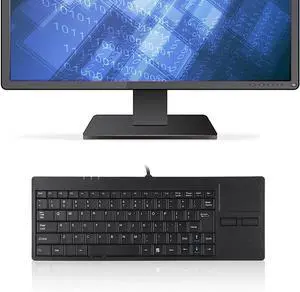 Wired USB Touchpad Keyboard, 86 Key Ultra Thin Keyboard, with Built in Touchpad Hub Port for Desktop, Laptop, PC, Ergonomic Tablet Black