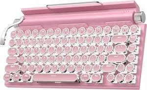 Typewriter Mechanical Keyboard, 83 Keys Blue Switch Bluetooth 5.0 Gaming Keyboard, Retro Style Mechanical Keyboard