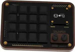 Double Knob Custom Macro Pad Programmable Designer Mini Keyboard 16 Keys with Screen (Bronze,KB16)