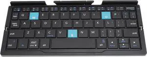 Yunseity Foldable Bluetooth Keyboard, Full Sized Folding Keyboard Rechargeable, Aluminum Alloy Housing, Pocket Size Portable Travel Keyboard for iOS, for Android, for