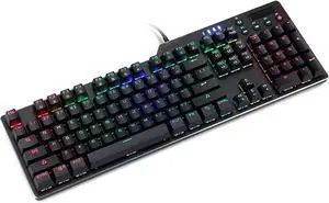 USB Wired RGB Backlight Gaming Keyboard, Computer Mechanical Keypad with Multimedia Knob for Office/Home/School