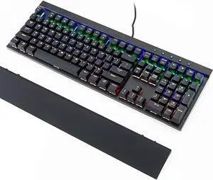Computer Keyboards Mechanical Gaming Keyboard Floating Keycap with 108 Keys, with Hybrid LED Metal Panel