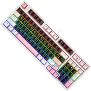divuukyi 98Key Mechanical Keyboard With LED Lighting Comfortable Feel Keycap For Gamers And Typists In Small Space Keyboard