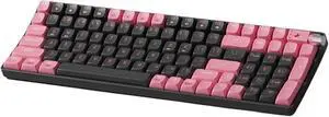 MK100 Black and Pink Wireless Mechanical Keyboard,98% Compact 100 Keys Bluetooth/2.4G Gasket Structure Ergonomic Keyboard USB-C Rechargeable Gaming Keyboards for PC/Laptop/Office