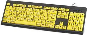 Large Letter Button Keyboard, Special Crowd Dedicated Keyboard, Yellow, USB Wired Keyboard, Old Man Special Keyboard Office, Game Dedicated