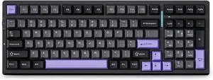 FKZ MCHOSE G98 PRO Wireless Mechanical Keyboard,96% Tri-Mode BT5.0/2.4GHz/USB-C Hot Swappable Custom RGB Backlit Gasket Mount Creamy Keyboard with Numpad for PC/Mac/Office/Gaming (Purple-Black)
