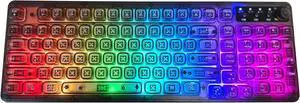 Adventurers F99 PRO Wireless Transparent RGB Backlit Keyboard  Ergonomic,One-Touch Volume Knob,Multi-Mode Connection (Bluetooth/2.4G/Wired) (Translucent Black)