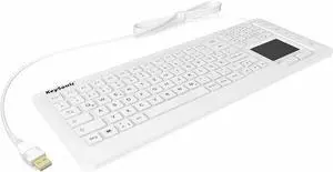KeySonic KSK-6231 INEL (DE) Industrial Keyboard, USB Cable-Bound with Touchpad, Waterproof, Dustproof (IP68), Silicone, White